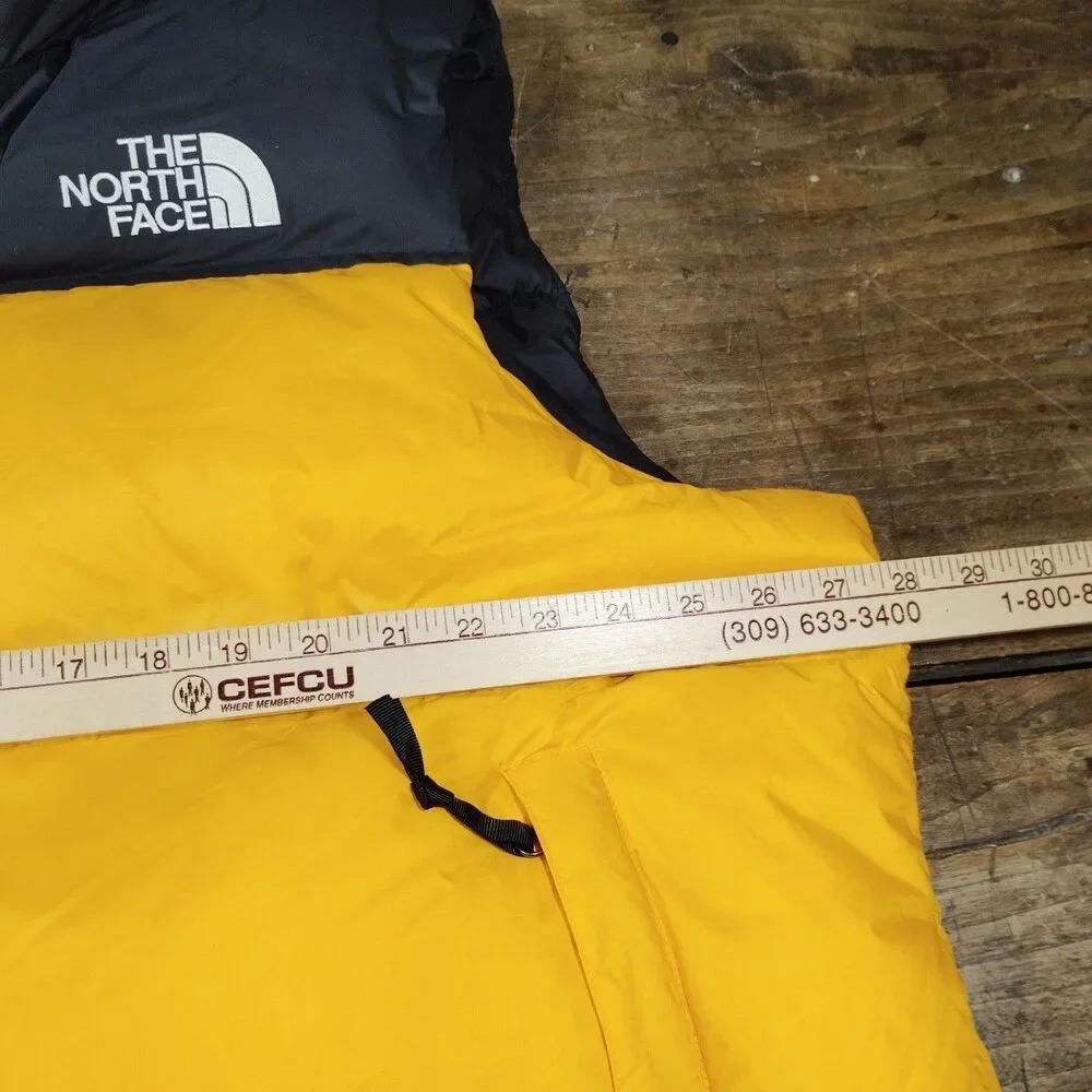 The North Face Vest 2XL XXL Black Yellow/Orange Down Puffer 700 Goose Down Zip
